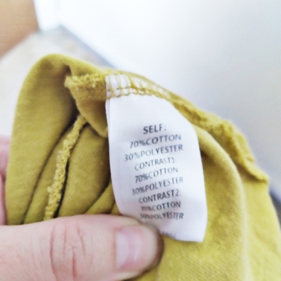 Easel Mustard Yellow Oversized Colorblock Striped Long Sleeve Tee Size Small - Picture 5 of 6